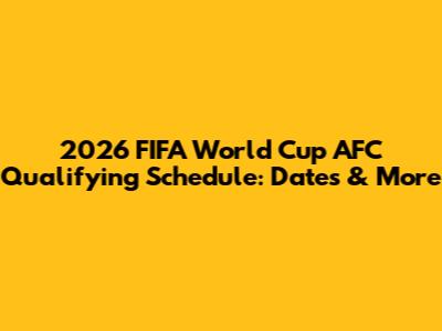 2026 FIFA World Cup AFC Qualifying Schedule: Dates & More