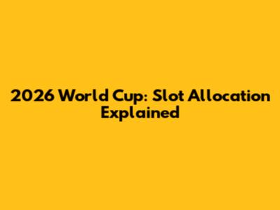 2026 World Cup: Slot Allocation Explained