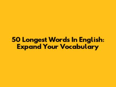 50 Longest Words In English: Expand Your Vocabulary