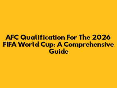 AFC Qualification For The 2026 FIFA World Cup: A Comprehensive Guide