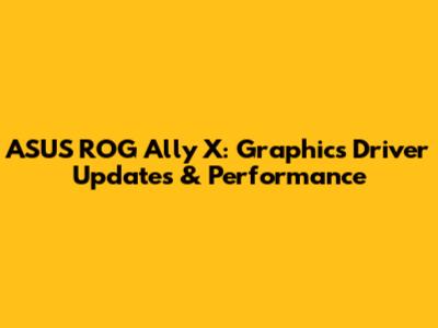 ASUS ROG Ally X: Graphics Driver Updates & Performance