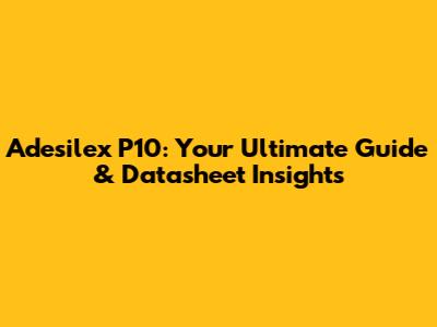Adesilex P10: Your Ultimate Guide & Datasheet Insights