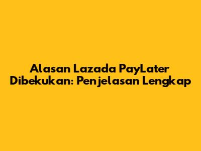 Alasan Lazada PayLater Dibekukan: Penjelasan Lengkap