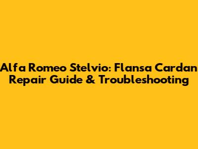 Alfa Romeo Stelvio: Flansa Cardan Repair Guide & Troubleshooting