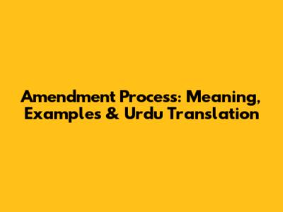 Amendment Process: Meaning, Examples & Urdu Translation