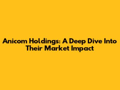 Anicom Holdings: A Deep Dive Into Their Market Impact