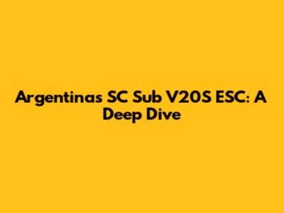 Argentina's SC Sub V20S ESC: A Deep Dive