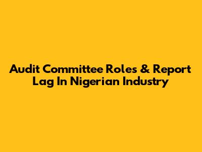 Audit Committee Roles & Report Lag In Nigerian Industry