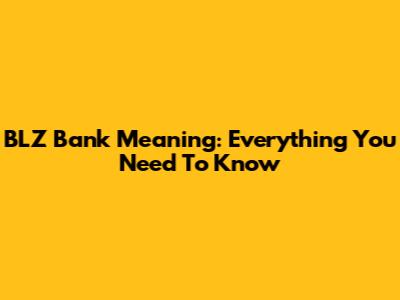 BLZ Bank Meaning: Everything You Need To Know
