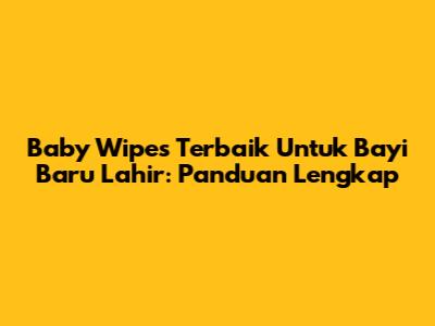 Baby Wipes Terbaik Untuk Bayi Baru Lahir: Panduan Lengkap