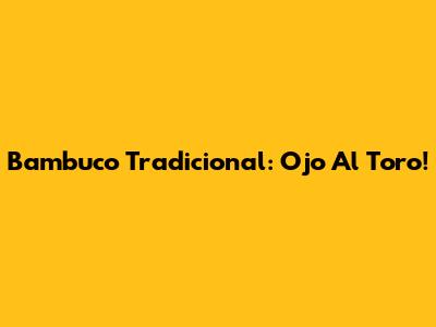 Bambuco Tradicional: Ojo Al Toro!