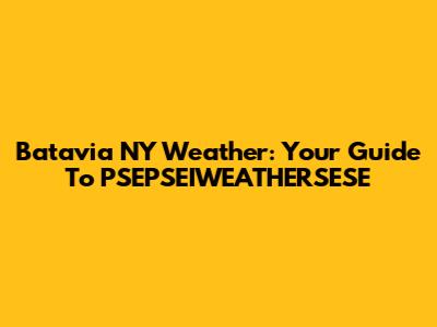 Batavia NY Weather: Your Guide To PSEPSEIWEATHERSESE