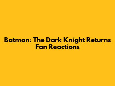 Batman: The Dark Knight Returns Fan Reactions