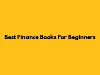 Best Finance Books For Beginners