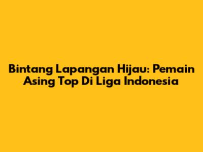 Bintang Lapangan Hijau: Pemain Asing Top Di Liga Indonesia