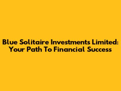 Blue Solitaire Investments Limited: Your Path To Financial Success