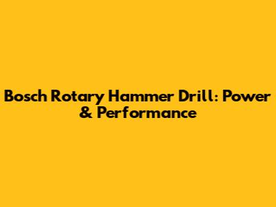 Bosch Rotary Hammer Drill: Power & Performance