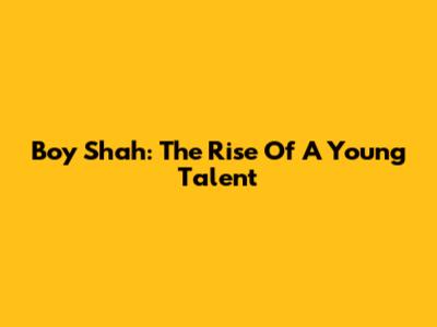 Boy Shah: The Rise Of A Young Talent