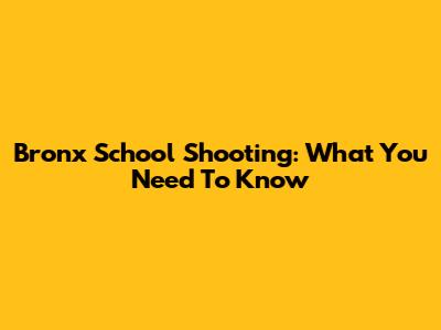 Bronx School Shooting: What You Need To Know