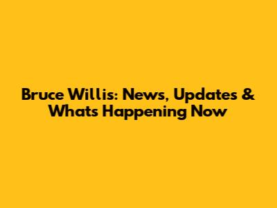Bruce Willis: News, Updates & What's Happening Now