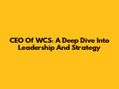 CEO Of WCS: A Deep Dive Into Leadership And Strategy
