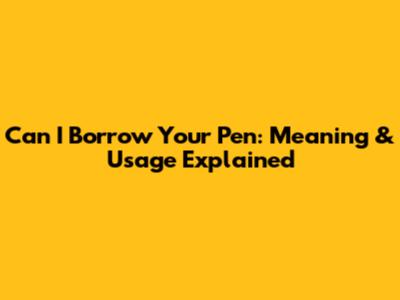Can I Borrow Your Pen: Meaning & Usage Explained