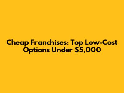 Cheap Franchises: Top Low-Cost Options Under $5,000