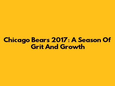 Chicago Bears 2017: A Season Of Grit And Growth