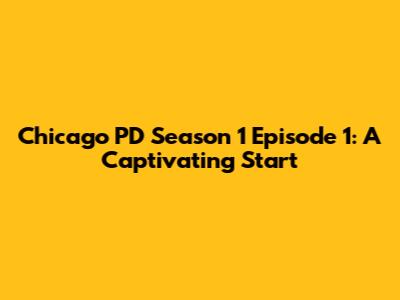 Chicago PD Season 1 Episode 1: A Captivating Start