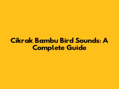 Cikrak Bambu Bird Sounds: A Complete Guide