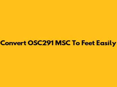 Convert OSC291 MSC To Feet Easily