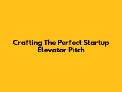 Crafting The Perfect Startup Elevator Pitch