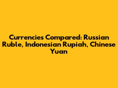 Currencies Compared: Russian Ruble, Indonesian Rupiah, Chinese Yuan