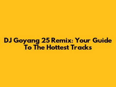 DJ Goyang 25 Remix: Your Guide To The Hottest Tracks