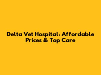 Delta Vet Hospital: Affordable Prices & Top Care