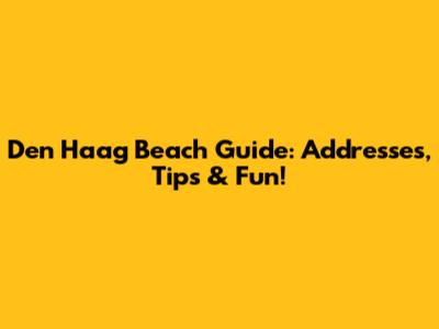 Den Haag Beach Guide: Addresses, Tips & Fun!