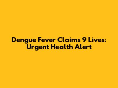 Dengue Fever Claims 9 Lives: Urgent Health Alert