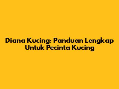 Diana Kucing: Panduan Lengkap Untuk Pecinta Kucing