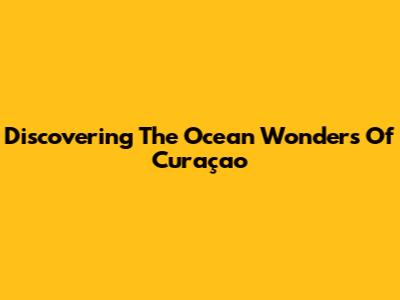 Discovering The Ocean Wonders Of Curaçao