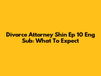 Divorce Attorney Shin Ep 10 Eng Sub: What To Expect