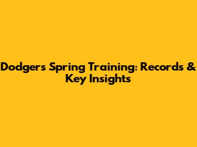 Dodgers Spring Training: Records & Key Insights