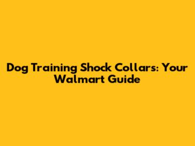 Dog Training Shock Collars: Your Walmart Guide