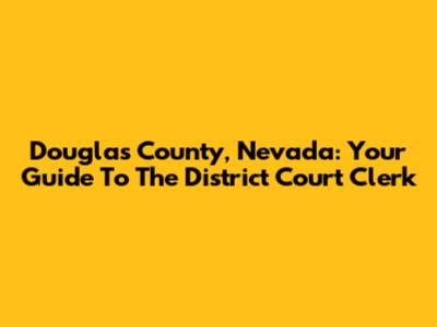 Douglas County, Nevada: Your Guide To The District Court Clerk