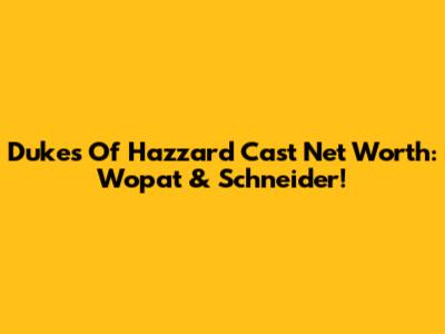Dukes Of Hazzard Cast Net Worth: Wopat & Schneider!