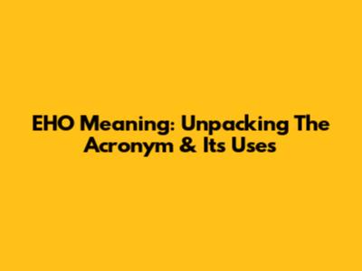EHO Meaning: Unpacking The Acronym & Its Uses