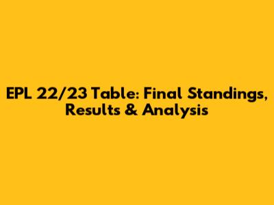 EPL 22/23 Table: Final Standings, Results & Analysis