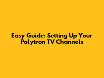 Easy Guide: Setting Up Your Polytron TV Channels