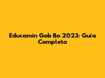 Educamin Gob Bo 2023: Guía Completa