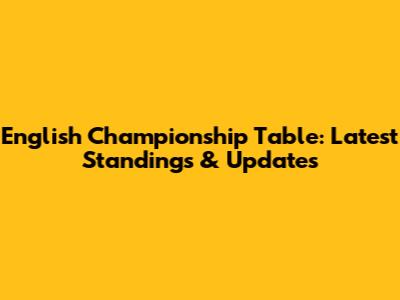 English Championship Table: Latest Standings & Updates