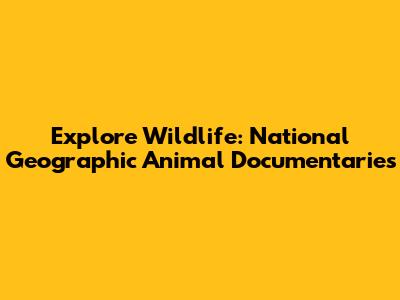 Explore Wildlife: National Geographic Animal Documentaries